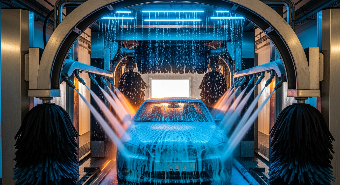 Inside NXT LVL express car wash tunnel